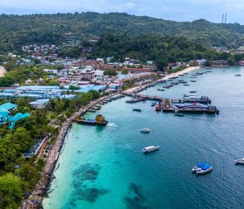 Aerial view, the beauty of Phi Phi Island in Thailand